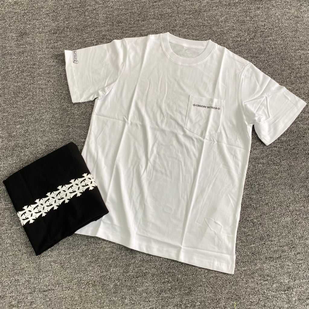 Chrome Hearts Men's Summer Solid Colour Cross Print Round Neck Cotton Short Sleeve T-Shirt #76816