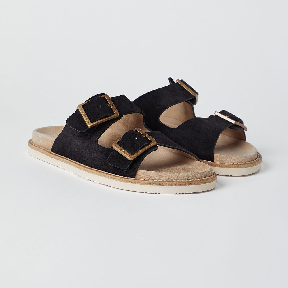 Brunello Cucinelli Suede slides with buckles for Man in Hazelnut