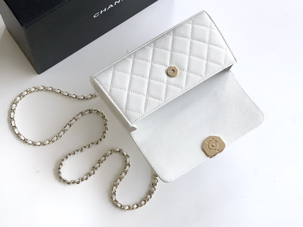 Chanel Women's Solid Color Diamond Pattern Chain Shoulder Strap Grain Embossed Leather Flap Bag Single Shoulder Handbag Crossbody Bags #77513