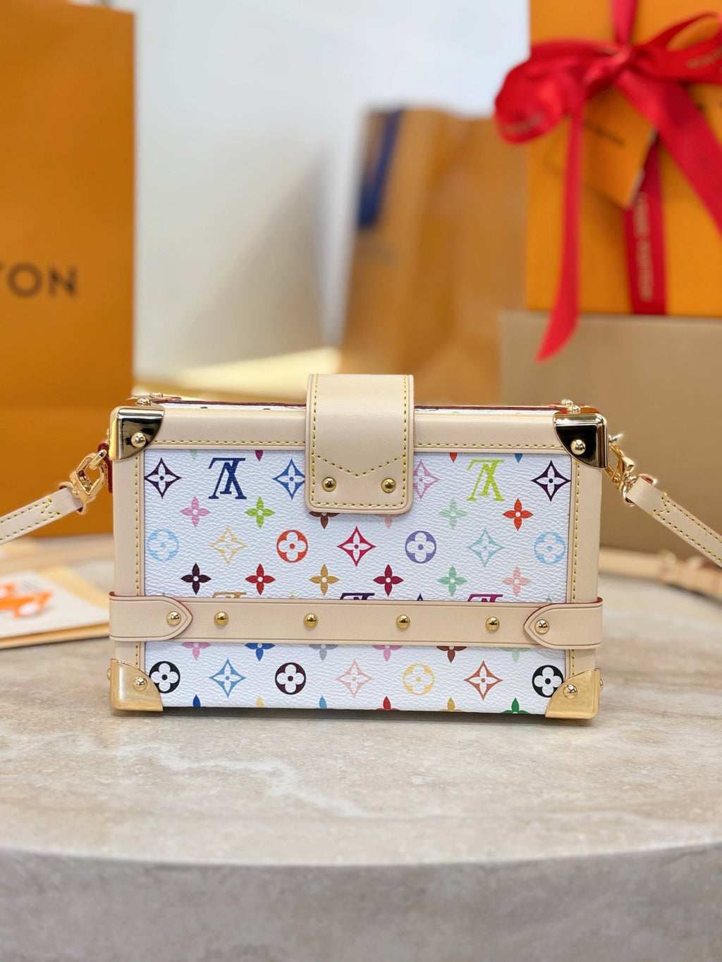 LOUIS VUITTON LV x TM_Petite Malle Monogram Women Handbags #382641