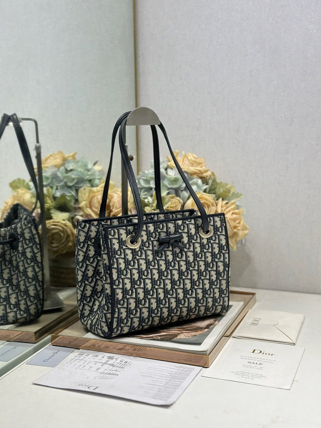 DIOR Small Dior Promenade Shopping Bag Blue Dior Oblique Jacquard #376636
