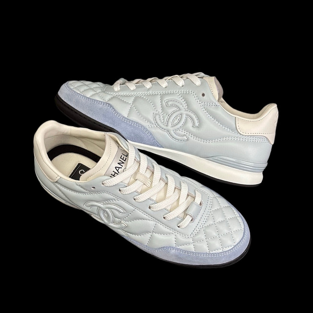 Chanel Women's Solid Color Round Toe Leather Low Top Lace-Up Sneakers Shoes #77416