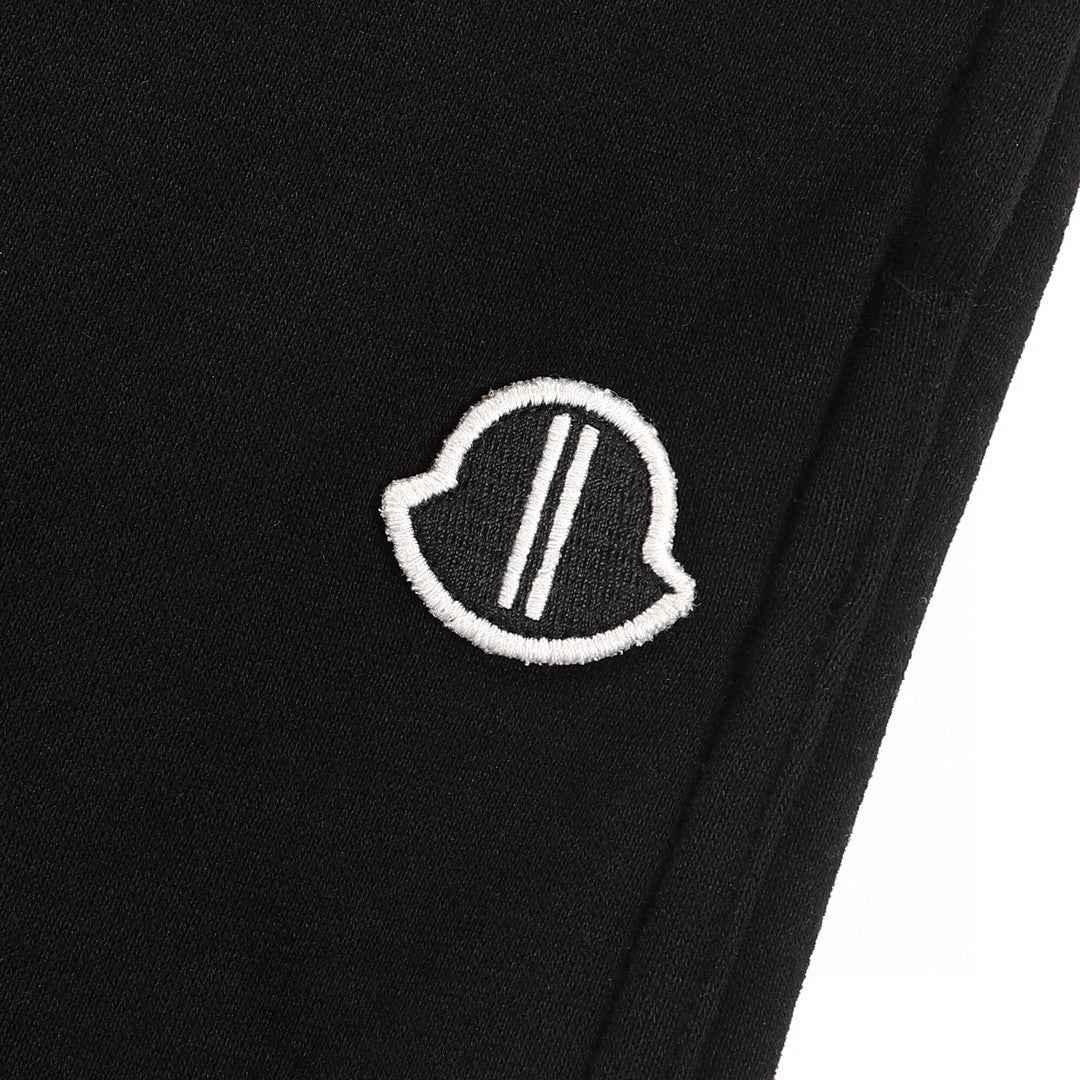 Moncler x Rick Owens Men's Spring/Summer Fashion Logo Printed Black Cotton Drawstring Loose Jersey Shorts #98321