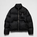 Prada Men's Autumn and Winter Solid Color Standing Collar Fit Zipper Long Sleeve Nylon Puffer Down Jacket #73889