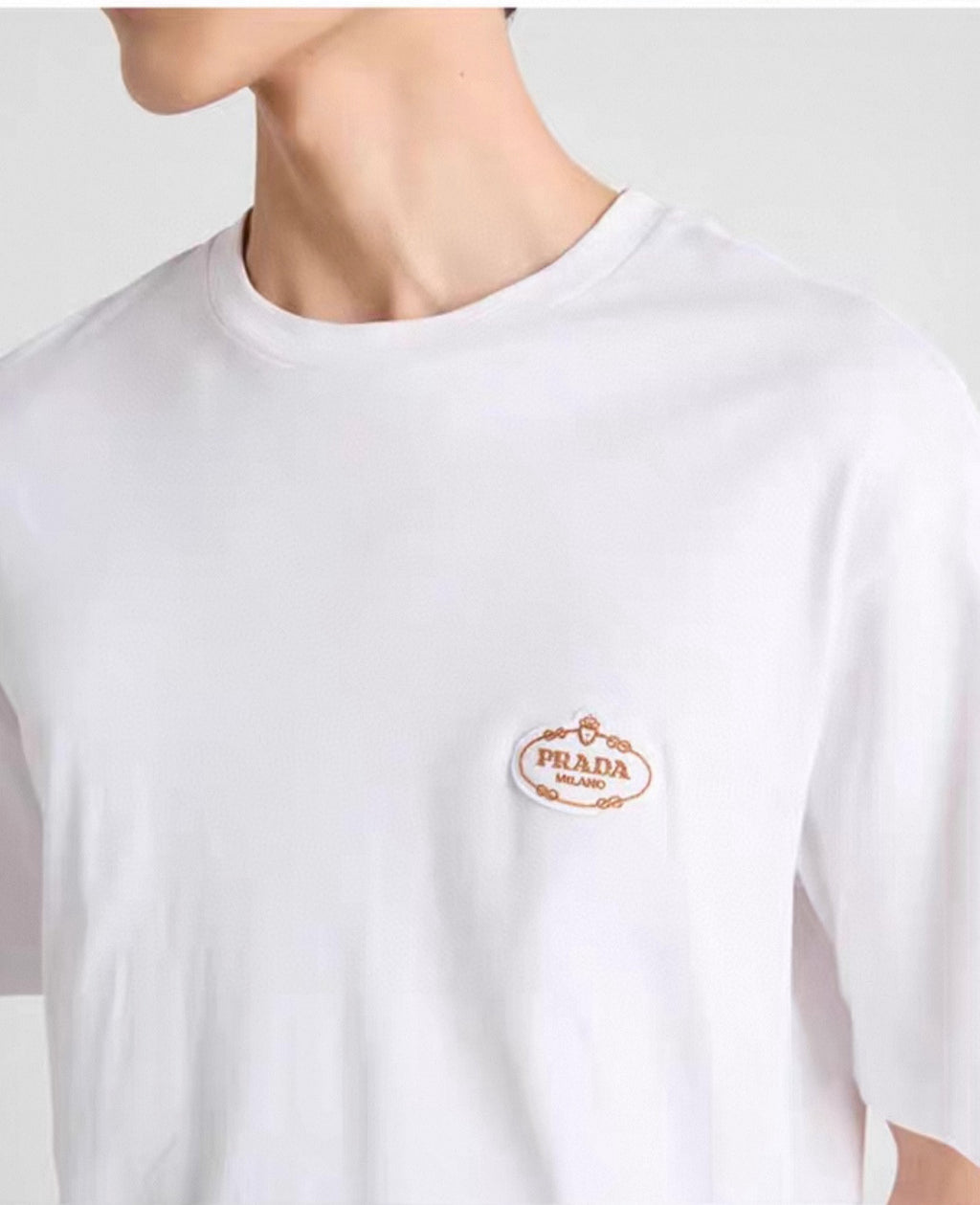 Prada Men's Summer Solid Colour Embroidered Logo Printed Round Neck Short Sleeve T-Shirt #76621