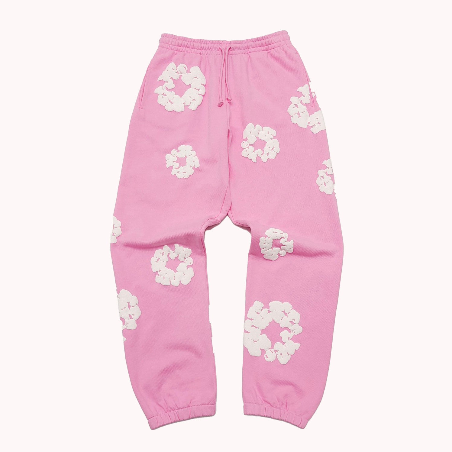 Denim Tears Men's And Women's Spring And Autumn Fashion Trends High Street Kapok Flower Casual Cotton Ribbed Loose Pants Ngvp #8877