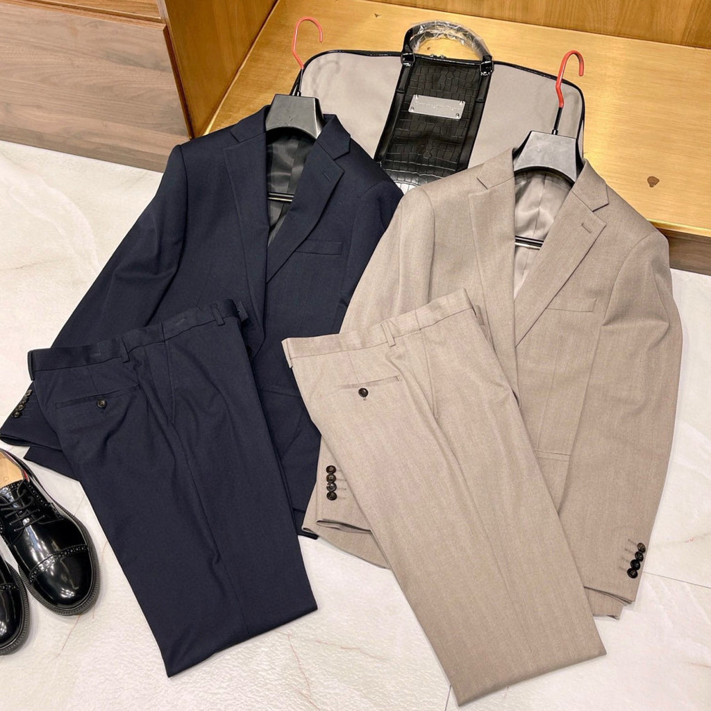 Ermenegildo Zegna Men's Fall And Winter Business High-end Jacket Tide Wool Single-breasted Suit Top Wedding Suit Casual Pants Solid Color Suit Set Ngvp #2439