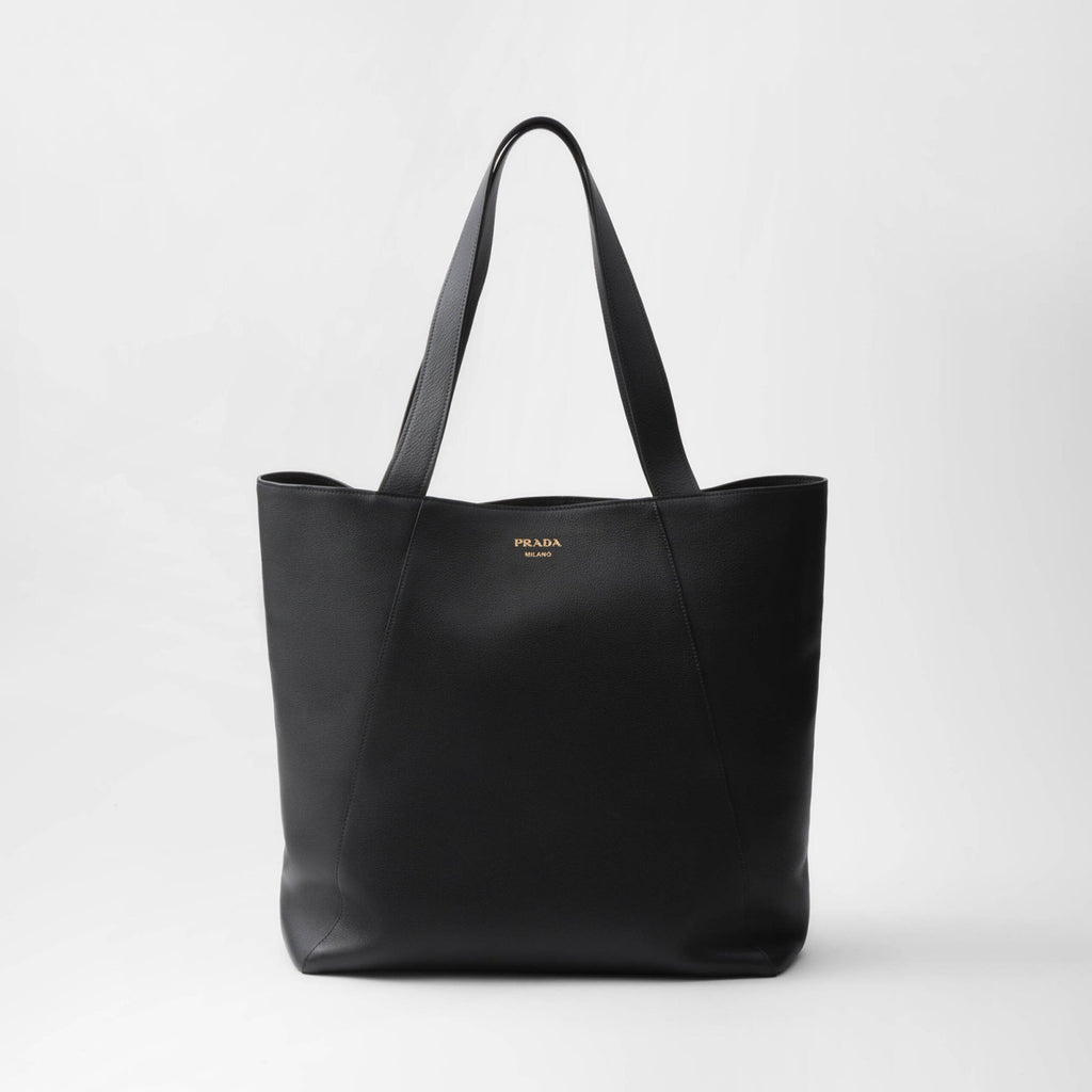 Prada Men's Letter Logo Printed Solid Color Leather Shopping Bag Shoulder Tote Bags #75222
