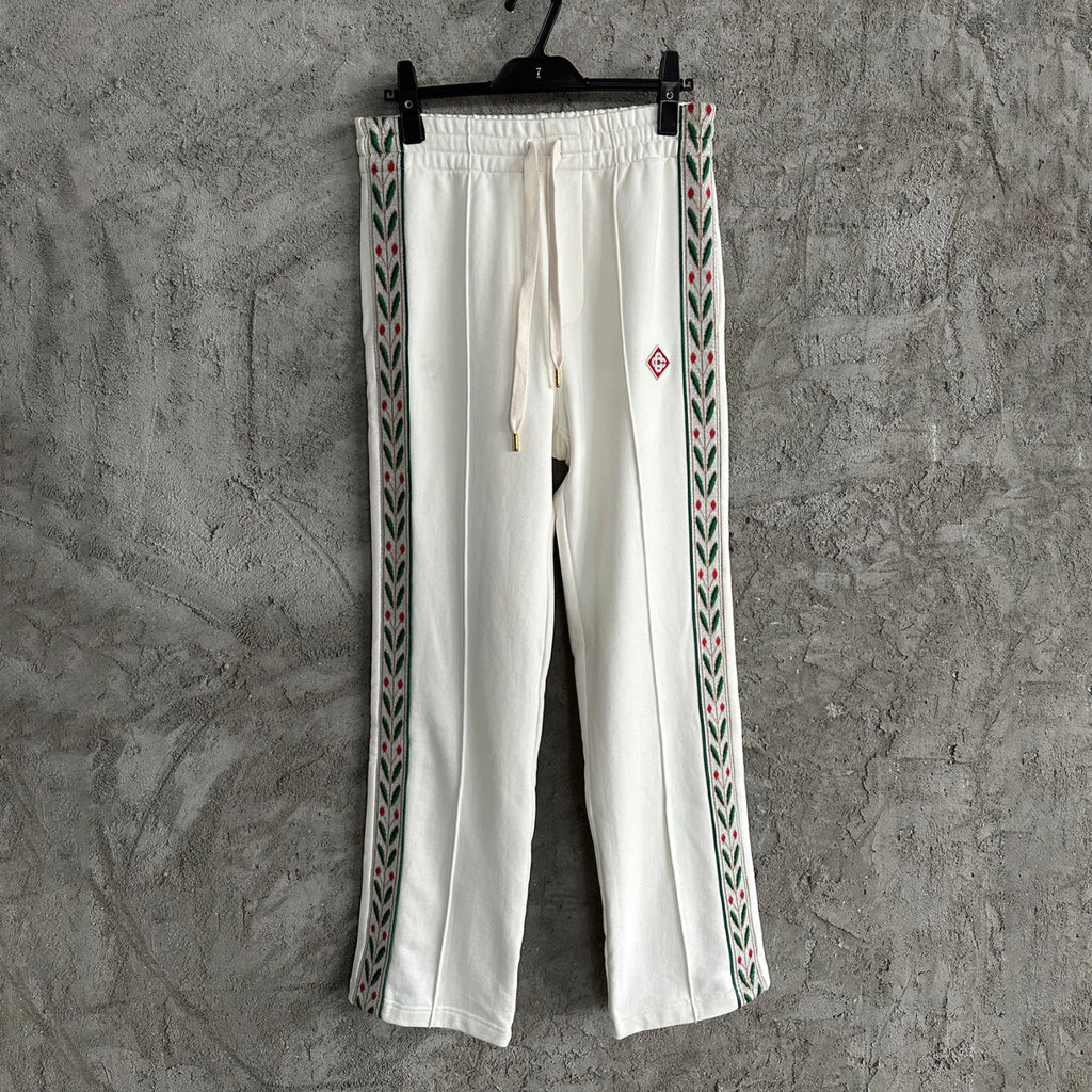 Casablanca Men's Solid Color Mid-Rise Straight Leg Cotton Long Lace-Up Casual Pants #75258
