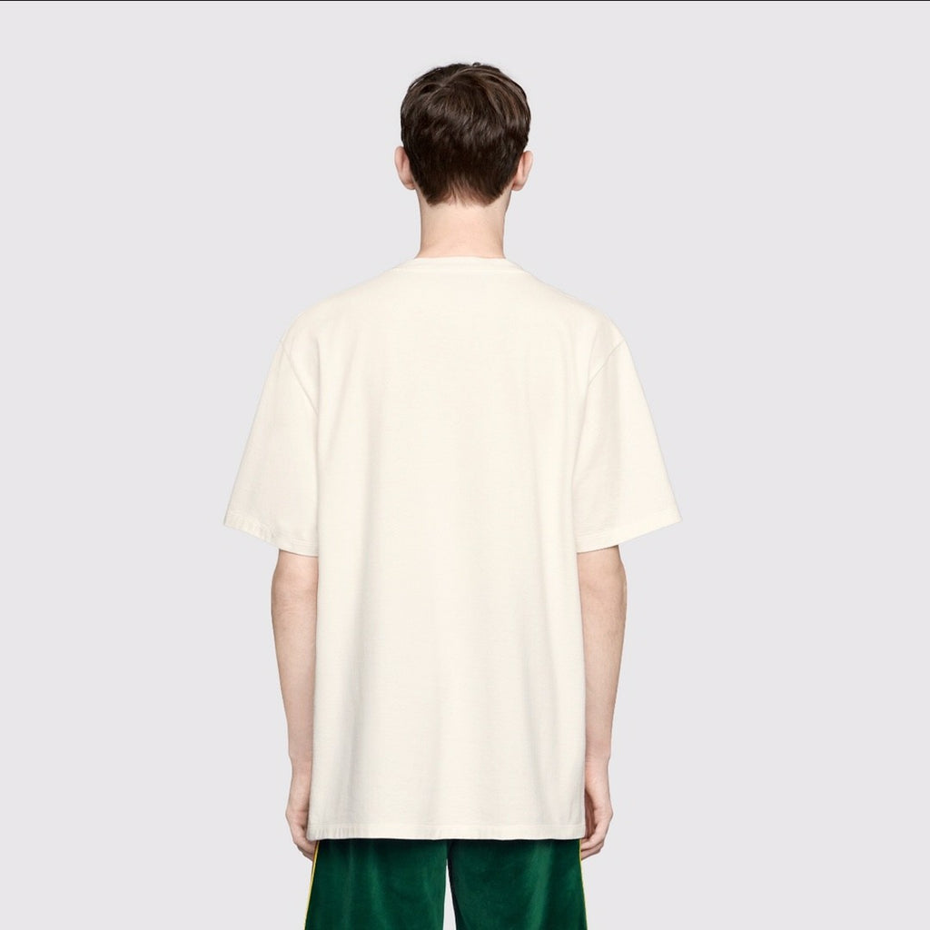 Gucci Men's Summer Blade Letter Print Round Neck Solid Color Cotton Short Sleeve T-Shirt #75156