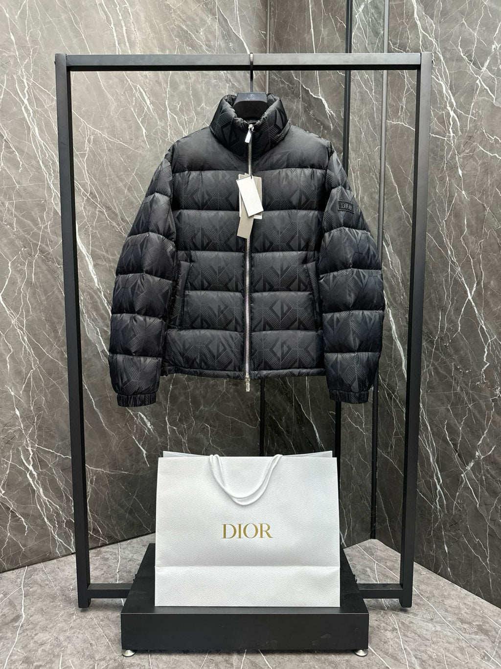 Dior Men's Fall/Winter Stand-Up Collar Logo All-Over Print Zipper Solid Color Casual Long-Sleeve Warm Puffer Down Jacket #81528