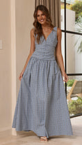 Sanya Maxi Dress - Blue Check