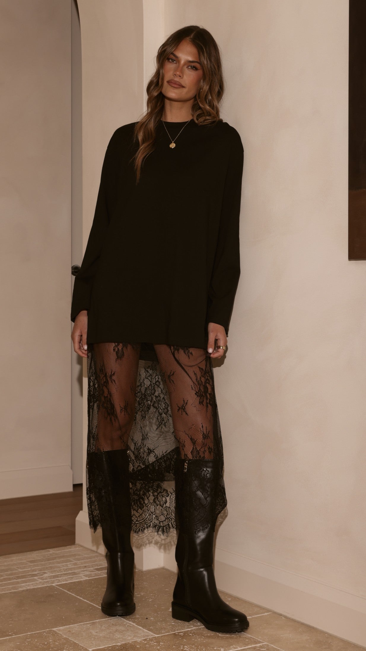 Kailey Lace Maxi Dress - Black