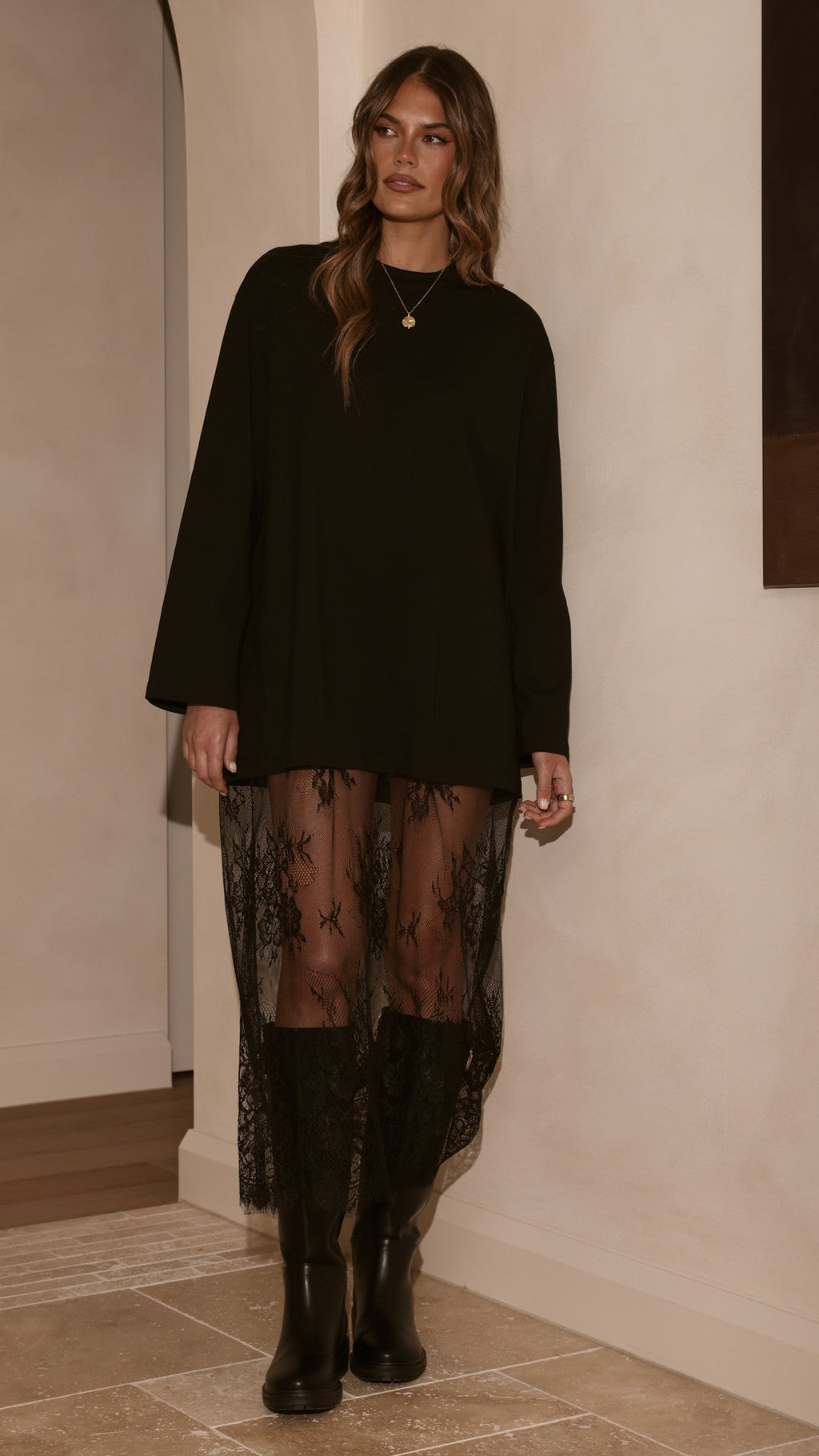 Kailey Lace Maxi Dress - Black