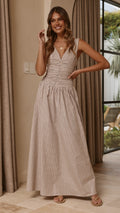 Sanya Maxi Dress - Beige Check