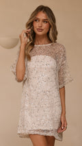 Zanthe Sequin Mini Dress - Beige