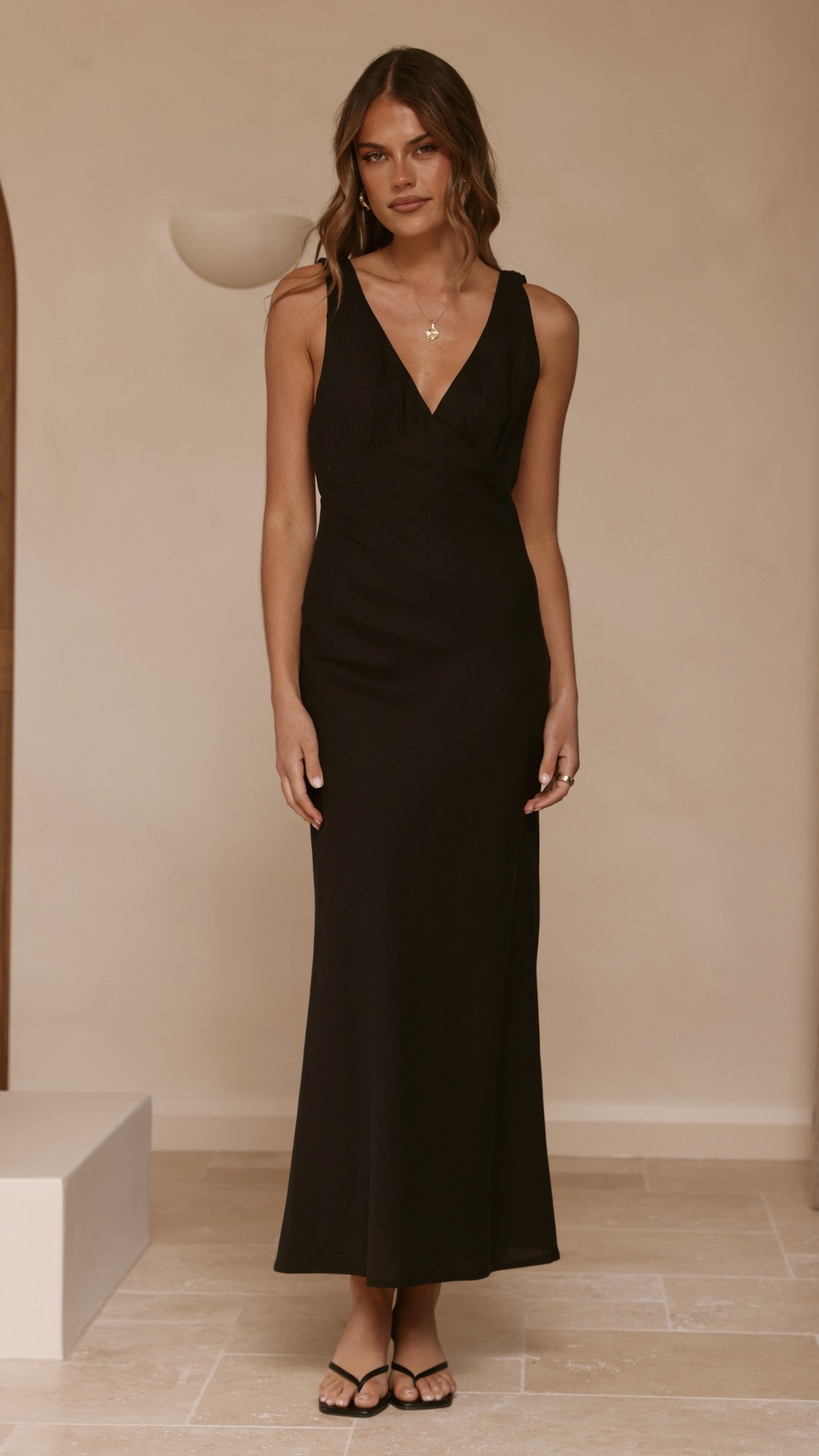 Sammie Linen Maxi Dress - Black