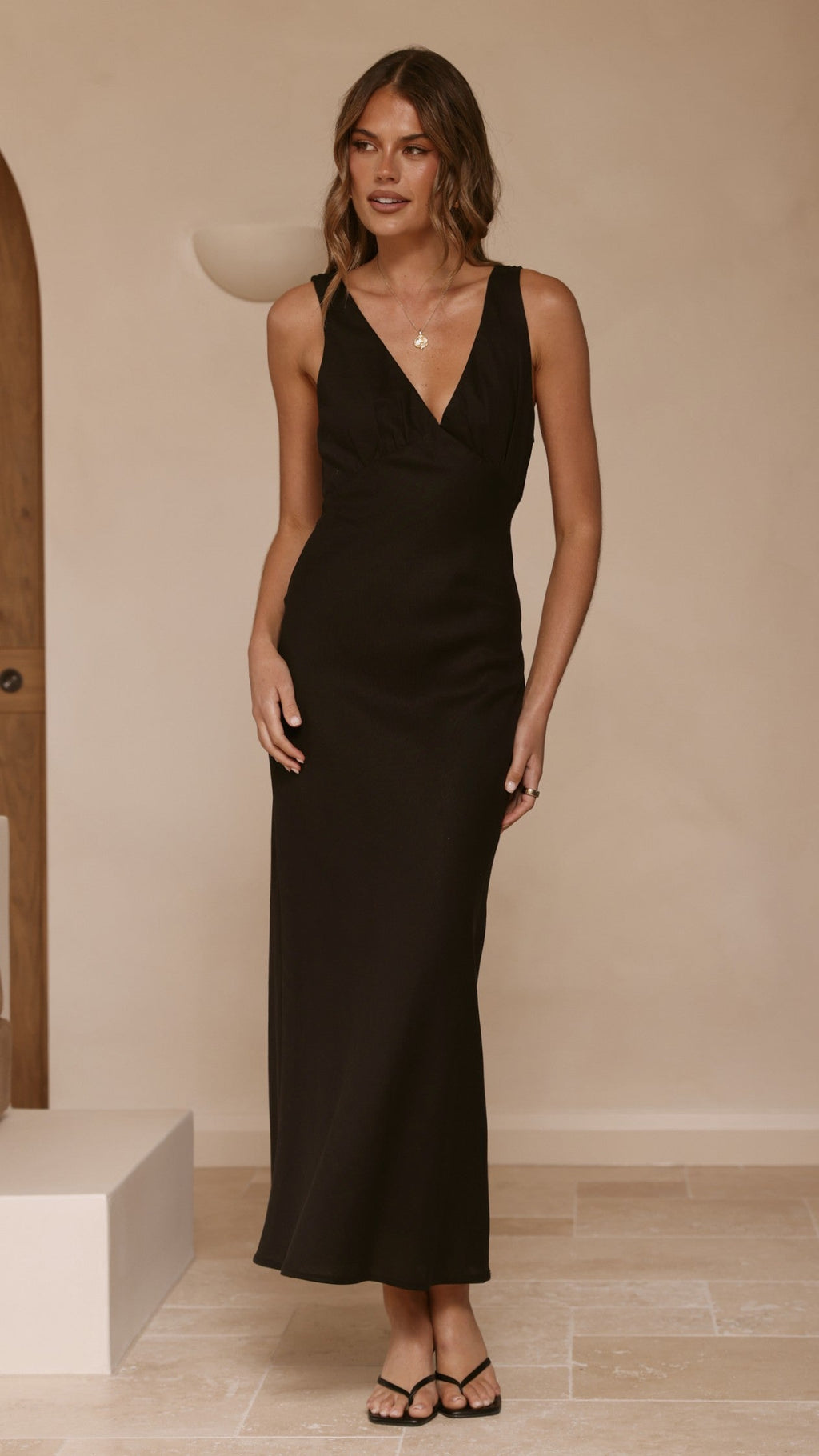 Sammie Linen Maxi Dress - Black