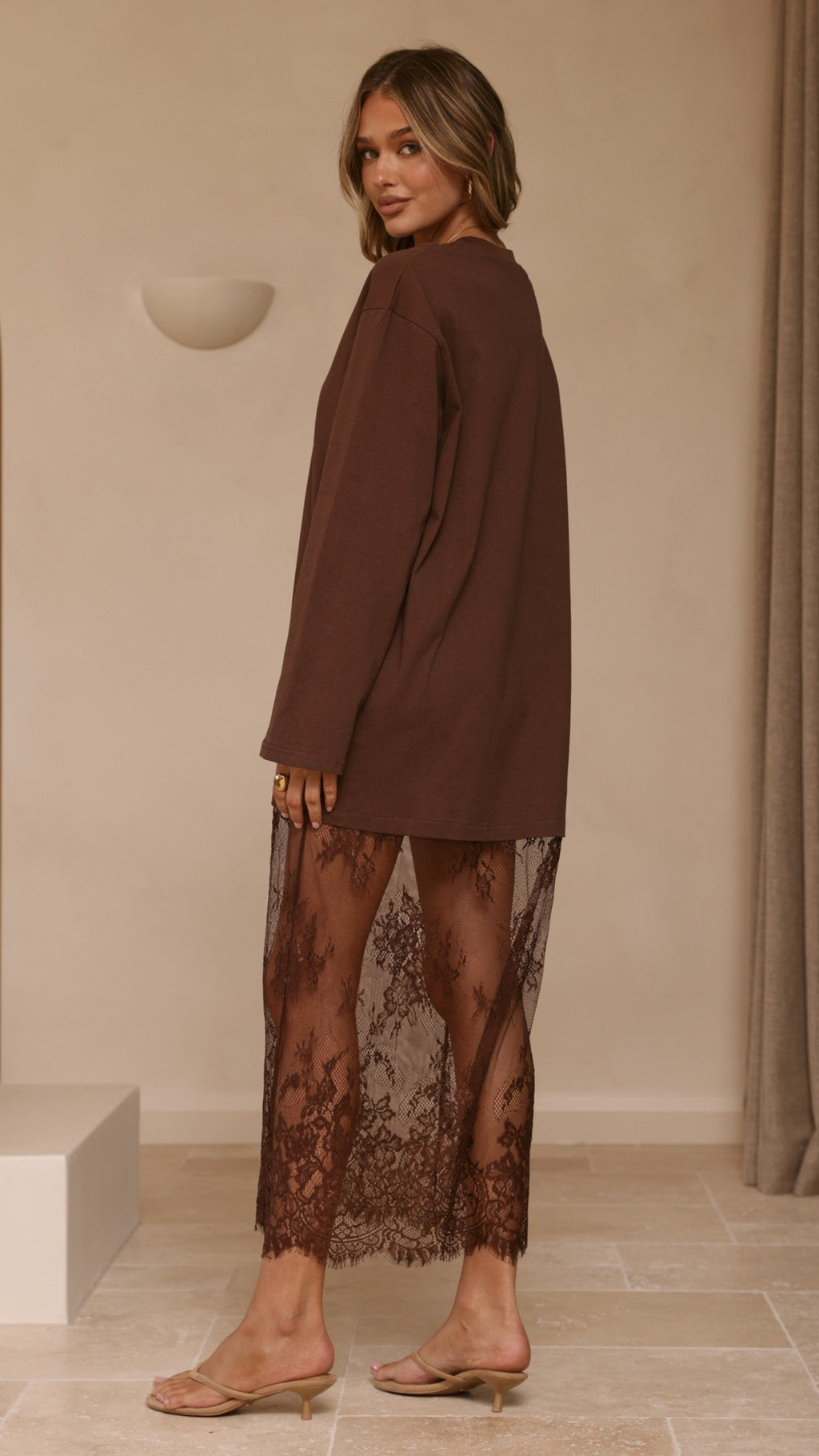 Kailey Lace Maxi Dress - Brown