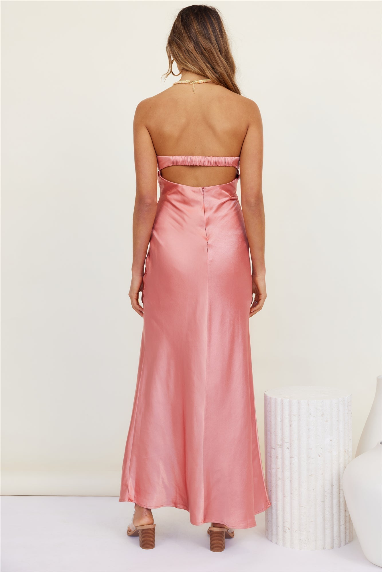 Open Hearts Maxi Dress Pink
