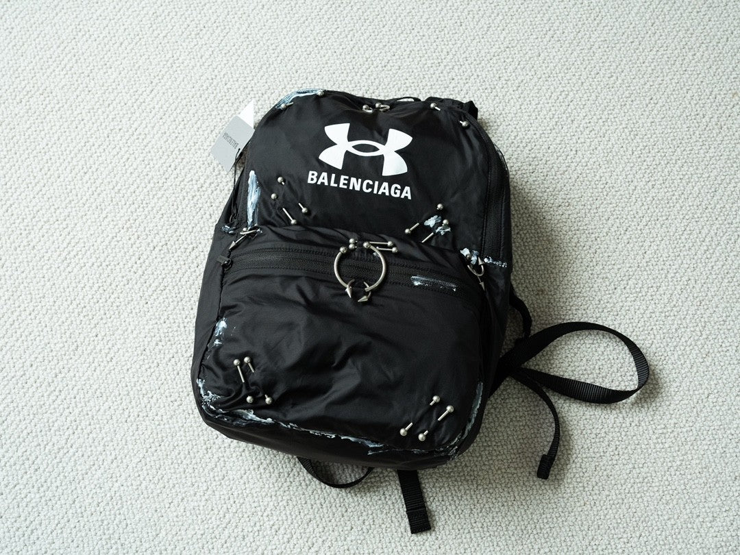 Balenciaga X Under Armour Men's Solid Colour Zipper Closure Nylon Fabric Silver Hardware Backpack Bag Bags #77558