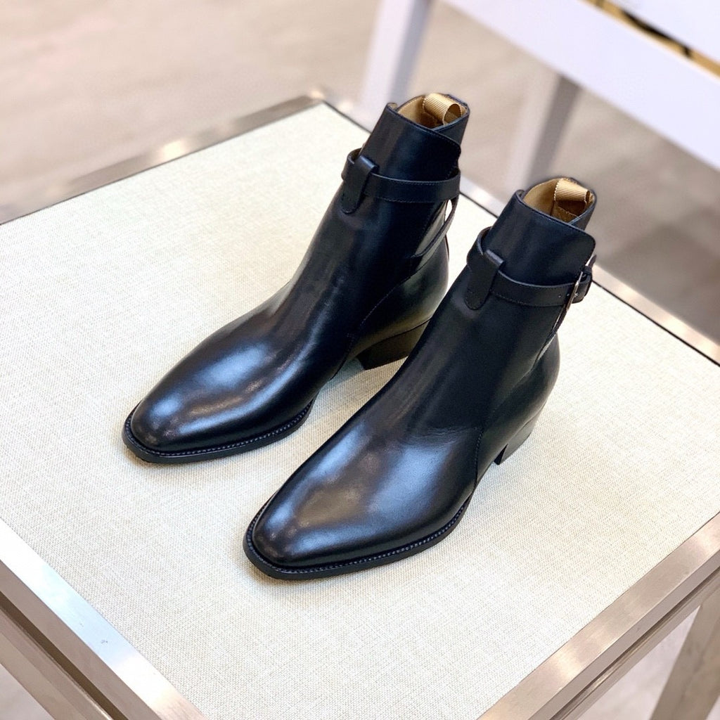 SAINT LAURENT Men's Fall/Winter Casual Round Toe Slip On Leather Low Top Ankle Boots #78867