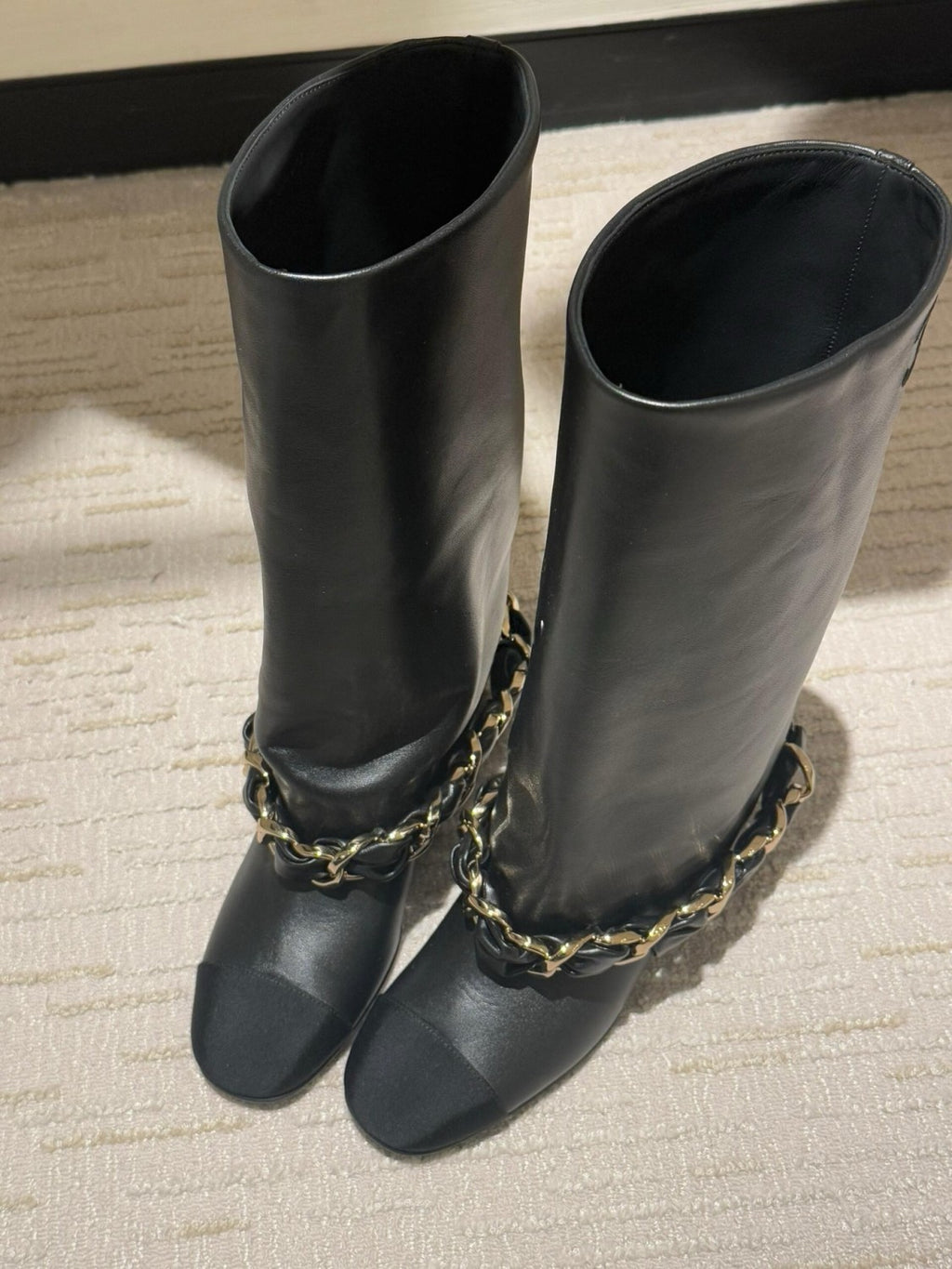Chanel High Boots Lambskin Grosgrain Black #335049