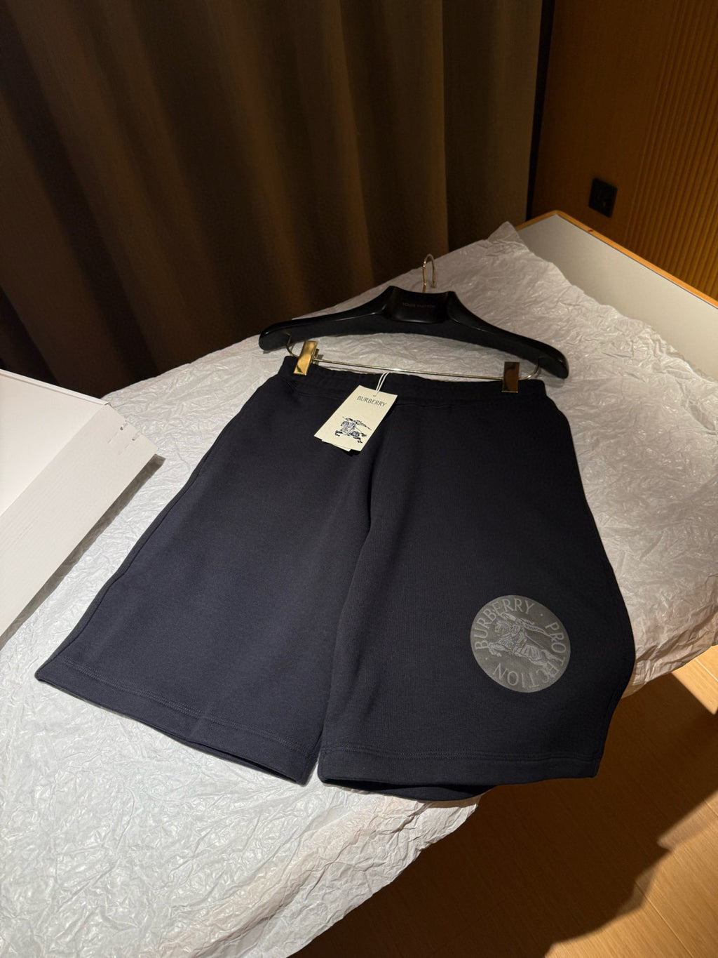 Burberry Men's Summer Solid Color Knight Pattern Printed Elastic Waist Casual Shorts #76249