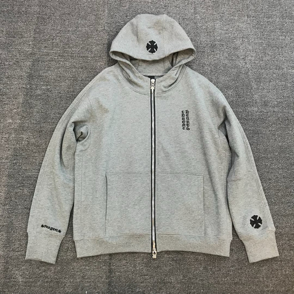 Chrome Hearts Men's Spring and Autumn Solid Color Letter Printed Zipper Hooded Long Sleeve Jacket #76471