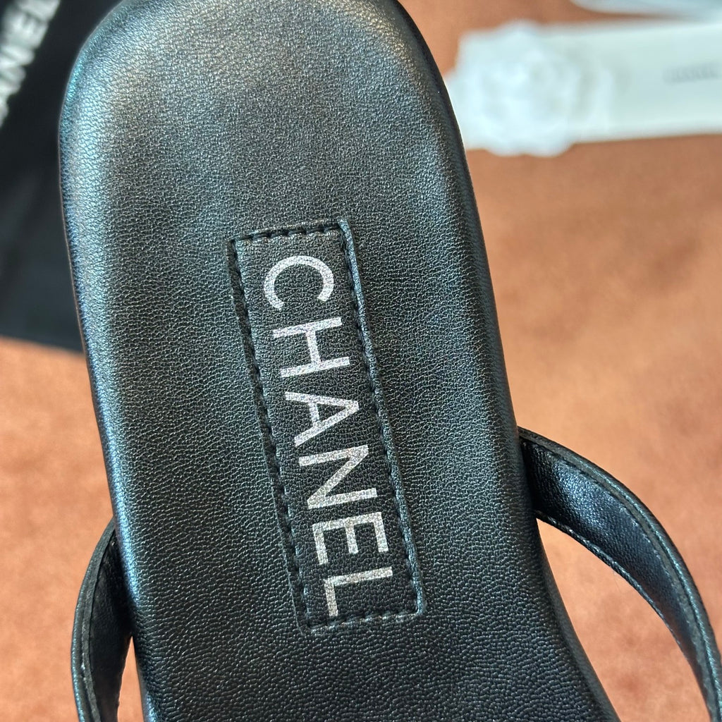 Chanel Women's Summer Fashion Casual Simple Round Toe Open Toe Leather Thong Sandals Shoes #78433