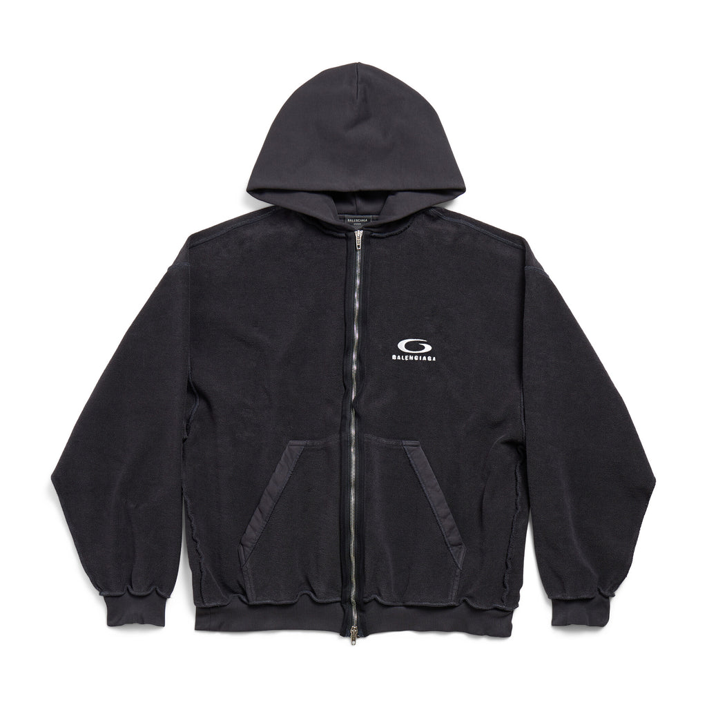 Balenciaga Men's and Women's Drop Shoulder Hooded Long Sleeve Regular Fit Zipper Sweatshirt Jacket #74953