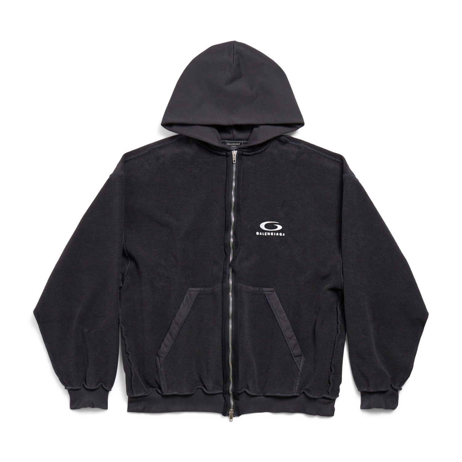 Balenciaga Men's and Women's Drop Shoulder Hooded Long Sleeve Regular Fit Zipper Sweatshirt Jacket #74953