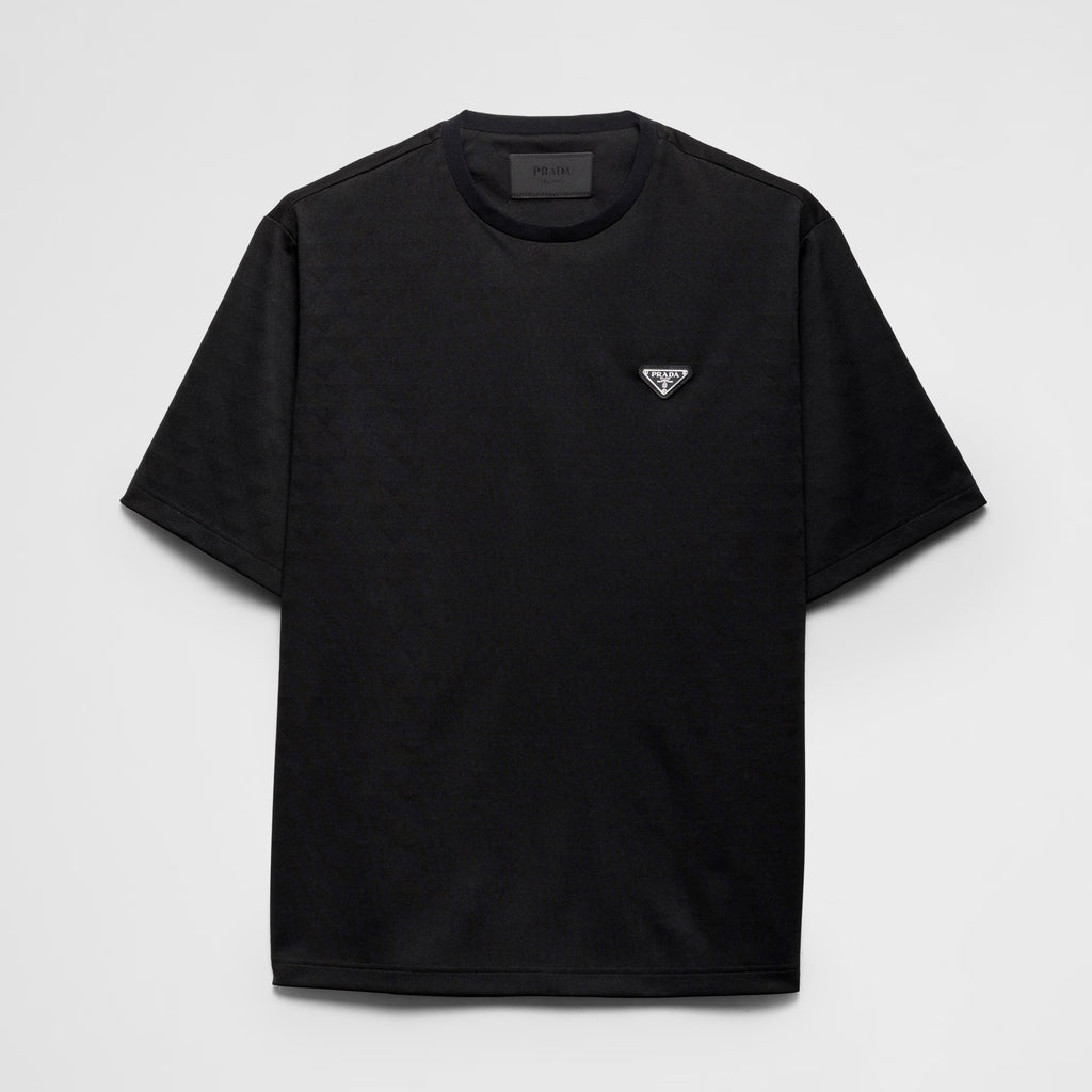 Prada Men's Spring Black Logo Logo Crew Neck Pullover Short Sleeve T-Shirt #73286