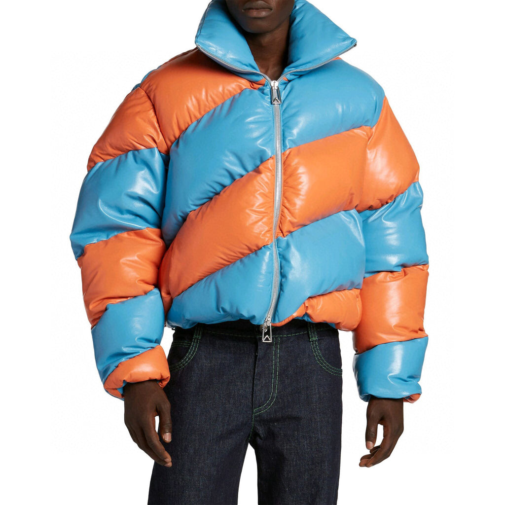 Bottega Veneta Colorblocked Leather Puffer Down Jacket Ngvp #6826