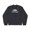 Balenciaga Men's Spring Summer 3B Sport Icon Black and Washed Black Destroyed Vintage Plain Knit Medium Fit Layered T-Shirt #75966