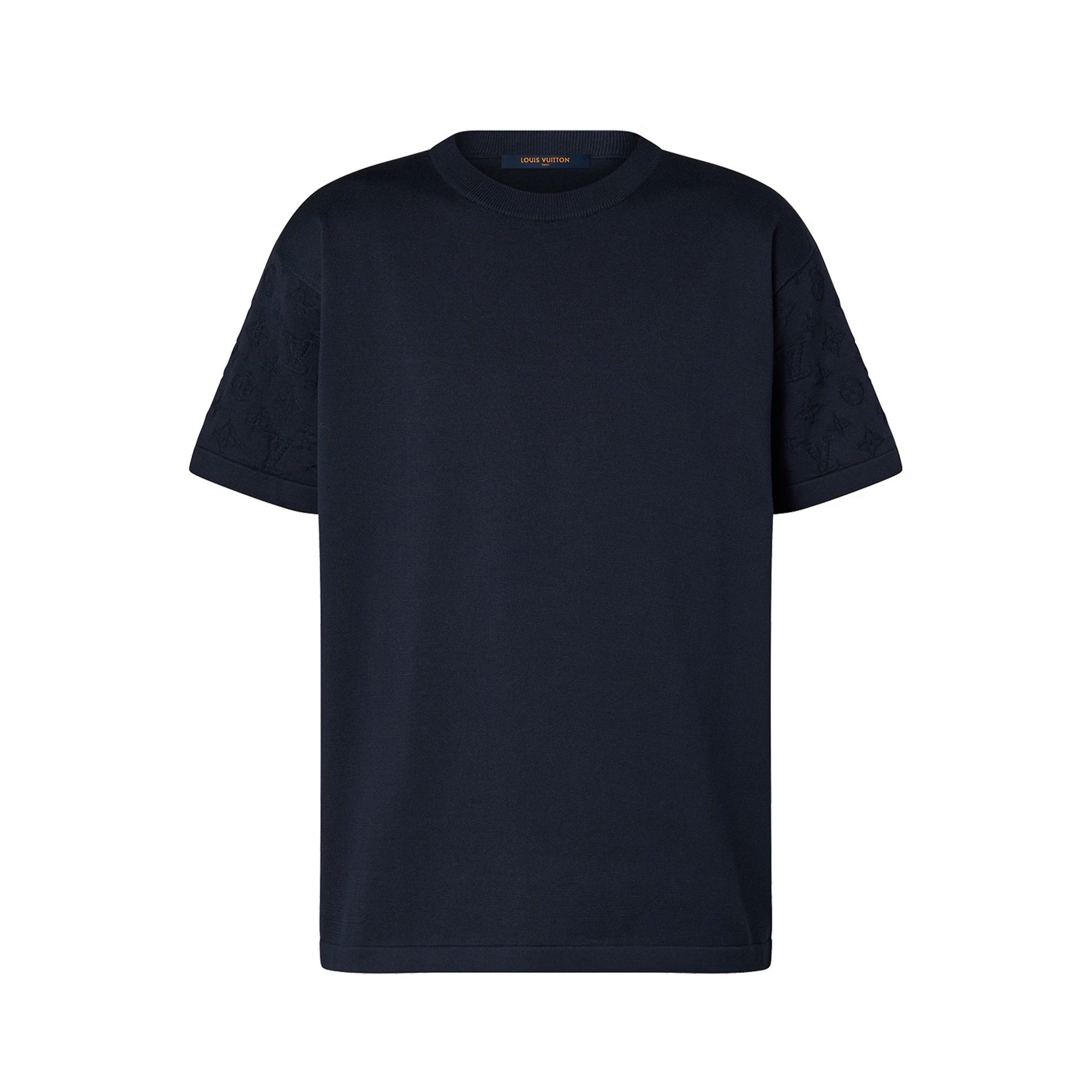 Louis Vuitton Men's Summer Solid Color Letter Printed Sleeve Cotton Round Neck Short Sleeve T-Shirt #76252