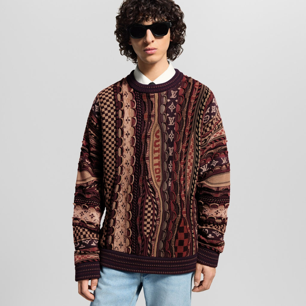 Louis Vuitton Men's Fall/Winter Fashion Casual Crewneck Pullover Ribbed Knit Wool Cotton Blend Sweater #79282