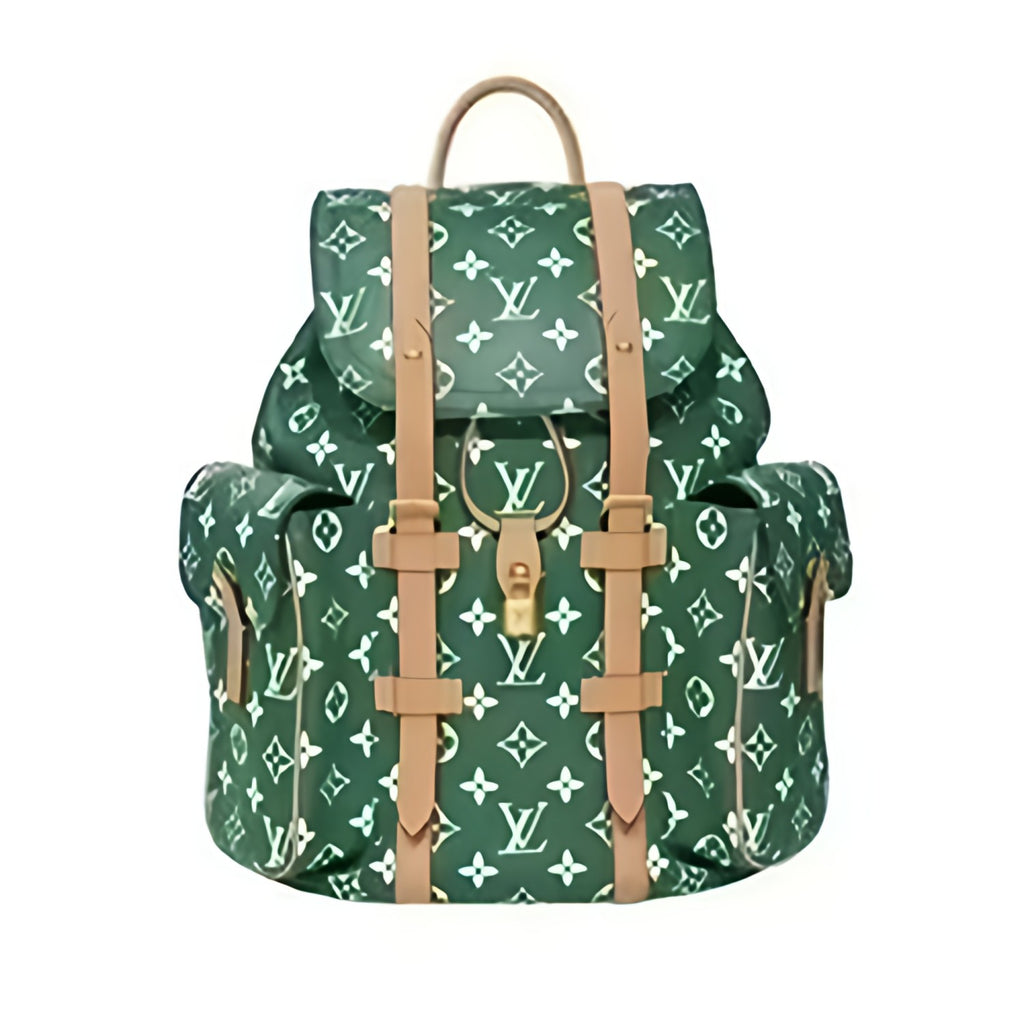 Louis Vuitton Christopher Monogram Taurillon Cow Leather Backpack Lv Men's Backpack With Floral Monogram In Blue Green And Yellow Bags #82792A