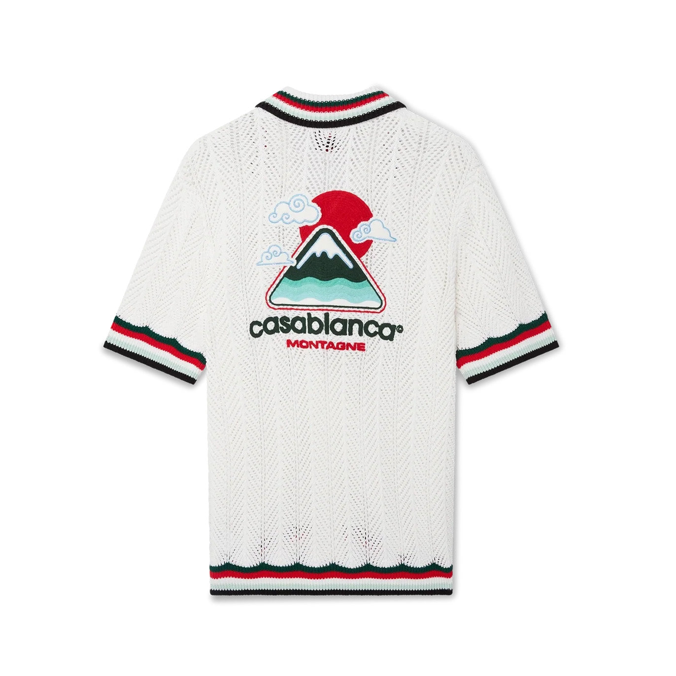 Casablanca Men's Summer Casual Solid Color Cotton Cloud Embroidery Knitted Sweater Shirt Logo Embroidery Striped Short Sleeve Shorts Set #78234