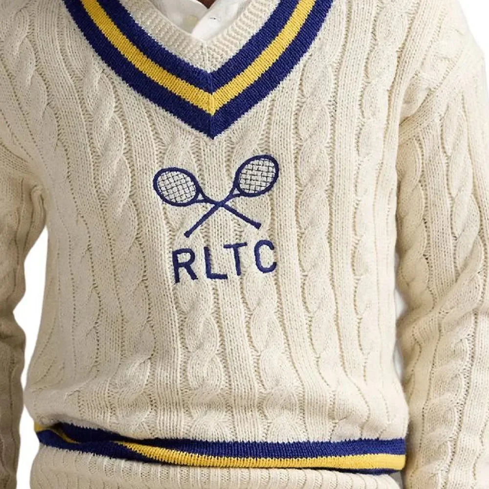 Ralph Lauren Men's Polo Solid Color V-neck Pullover Long-sleeved Autumn And Winter Knitted Wool Polo