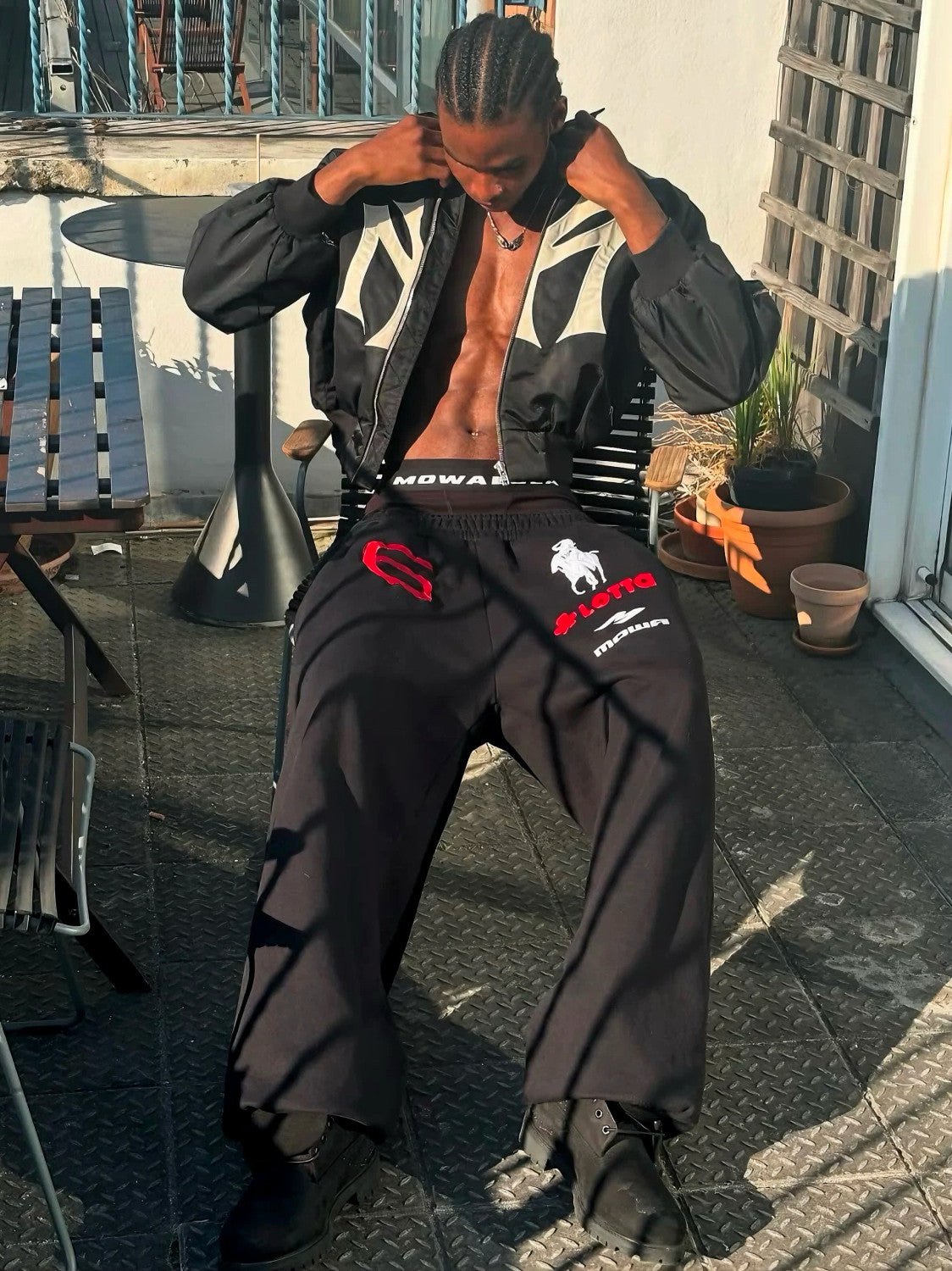 Mowalola Atl Opium Yvl Style Angel War Horse Embroidered Baggy Loose Wide Leg Sweatpants Men's Spring And Fall Fashion Pants #81432