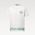 Louis Vuitton Men's Summer Hem Checkered Hot Drill Embroidery Fitted Cotton Short Sleeve Round Neck T-Shirt #81299