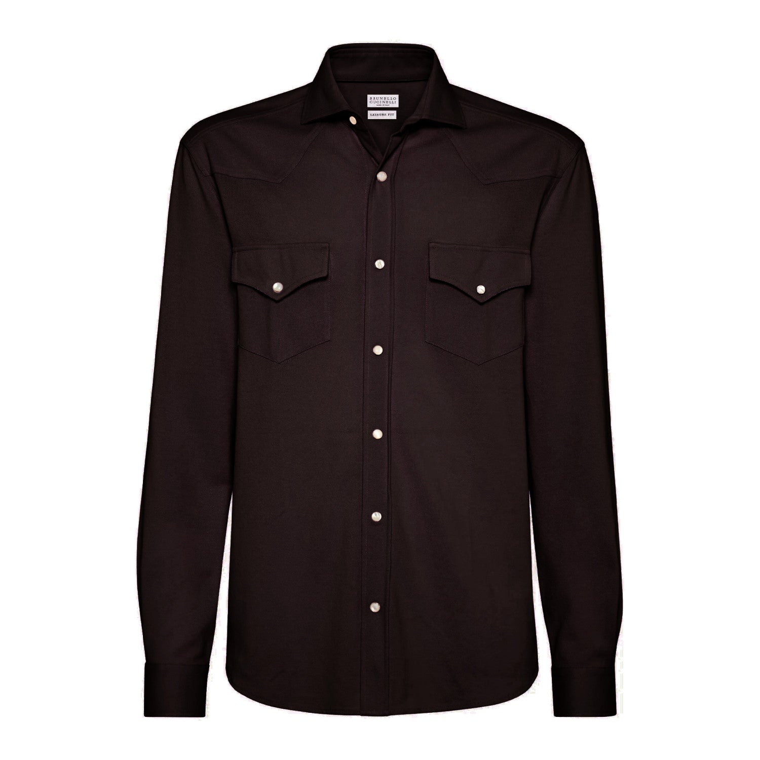 Brunello Cucinelli Men's Spring And Fall Cotton Lapel Solid Color Single-Breasted Chest Pocket Long Sleeve Fitted Shirt Ngvp #1557