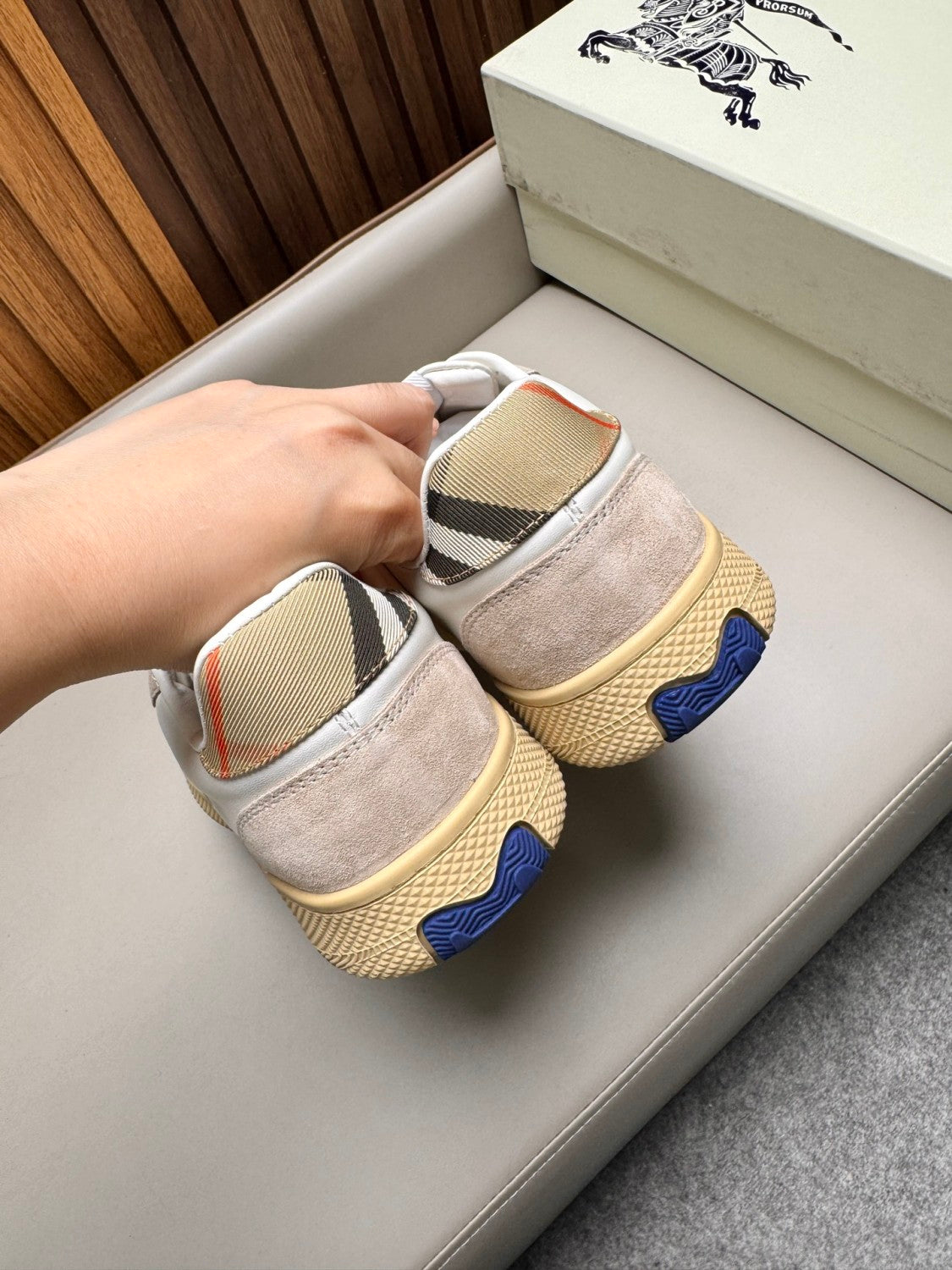 Burberry Leather Suede and Check Terrace Sneakers #385998