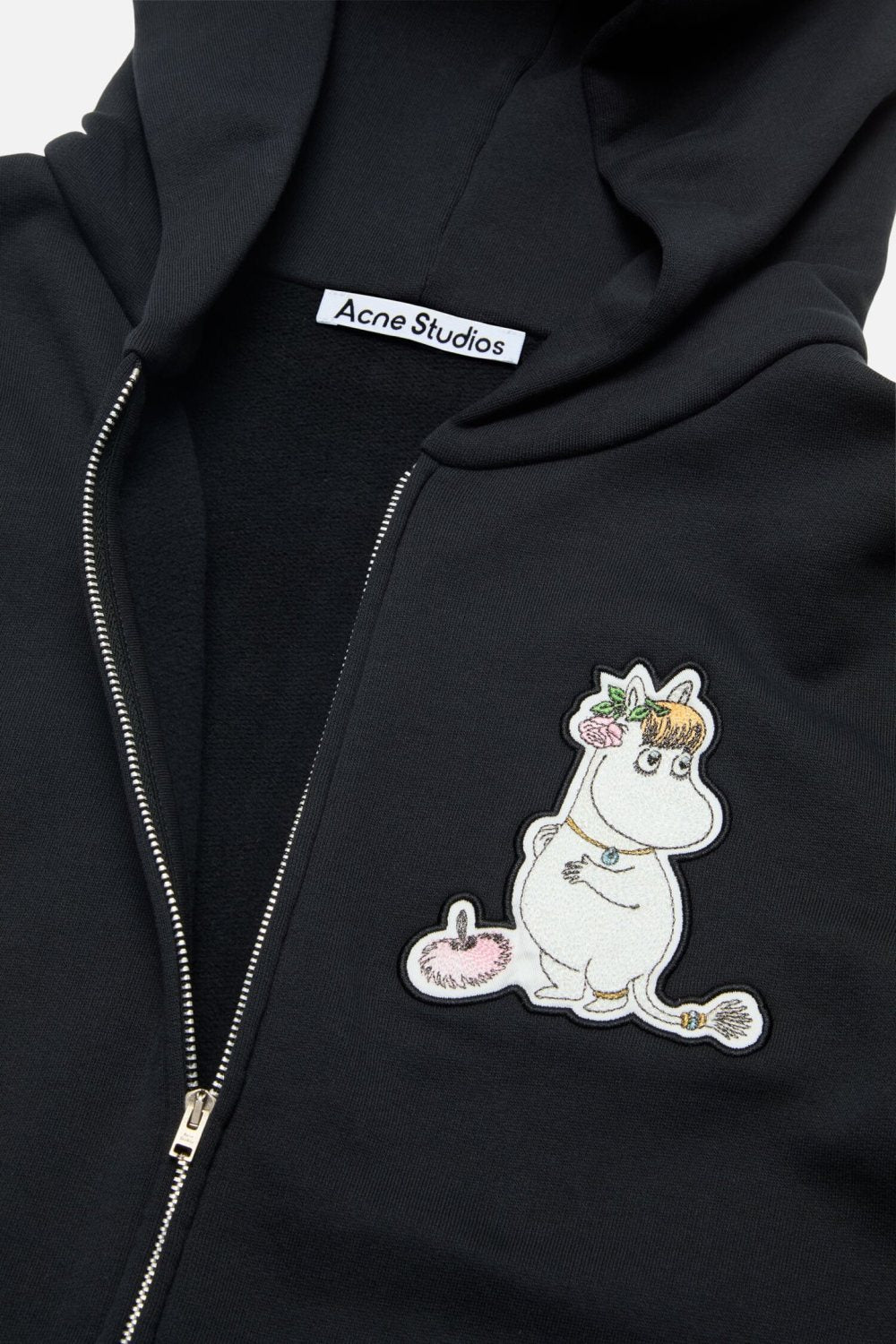 Acne Studios X Moomin Artist Tove Jansson Cartoon Print Fashion Trend Black Hooded Zipper Sweatshirt High Street Style Fall/winter Ngvp #2654