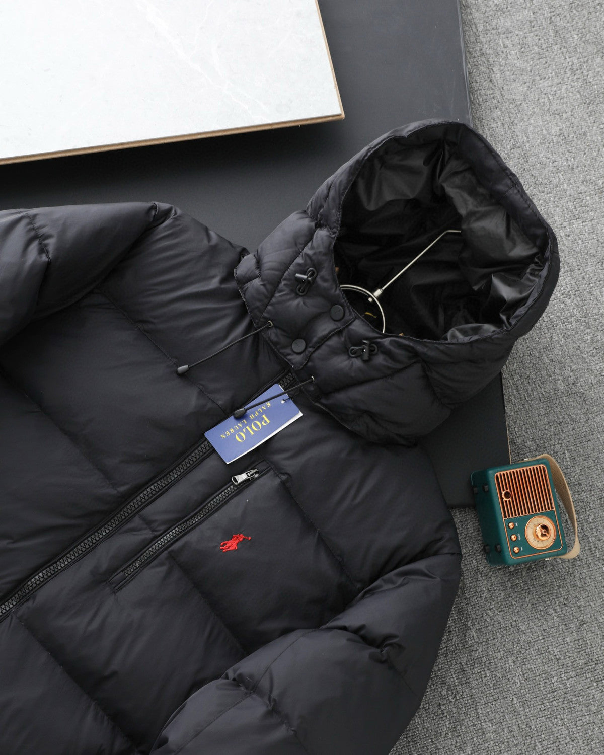 Ralph Lauren Men's Winter Solid Color Embroidered Logo Print Hooded Zipper Long Sleeve Puffer Down Jacket #77217