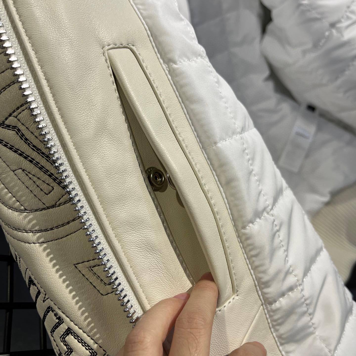 Givenchy Leather Embroidered Logo Bomber Jacket #91388