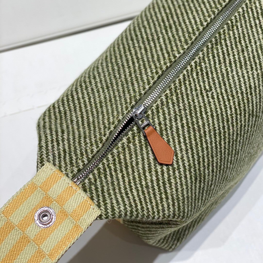 Hermes Classic Casual Color Block Canvas Tote Bag Makeup Bag Toiletry Bag Bags #78245