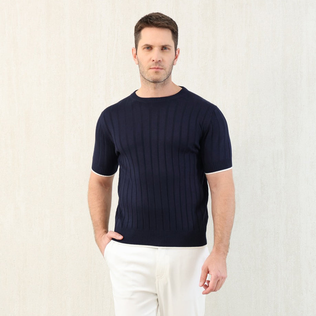 Brunello Cucinelli Spring And Summer Men's Flat Ribbed Linen And Cotton Knitted T-Shirt Fashion Trend Casual Comfortable Round Neck T-Shirt Ngvp #1348