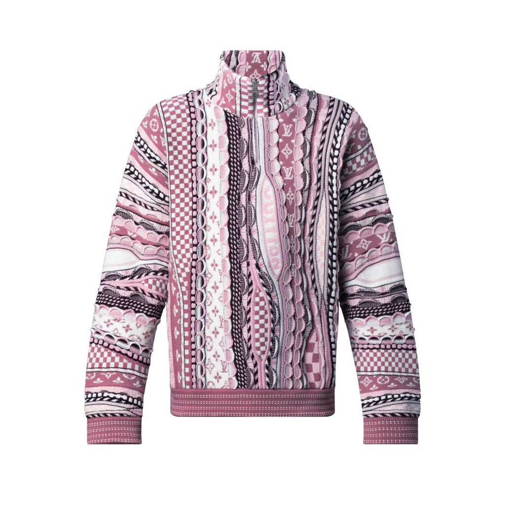 Louis Vuitton Men's And Women's Spring/fall Fashion Casual High Neck Pullover Half Zip Color Block Classic Print Sweatshirt #79281